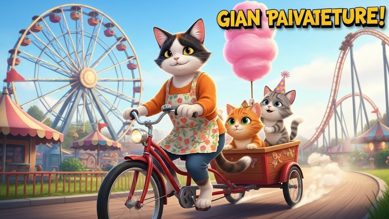 MAMA CAT  THE AMUSEMENT PARK ADVENTURE! Best Cat Day Ever!