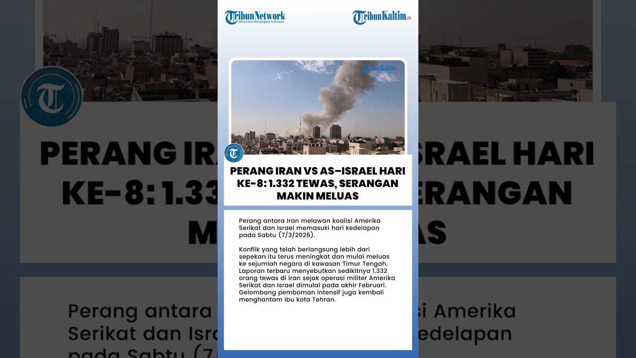 Perang Iran vs AS&ndash;Israel Hari ke-8: 1.332 Tewas, Serangan Makin Meluas