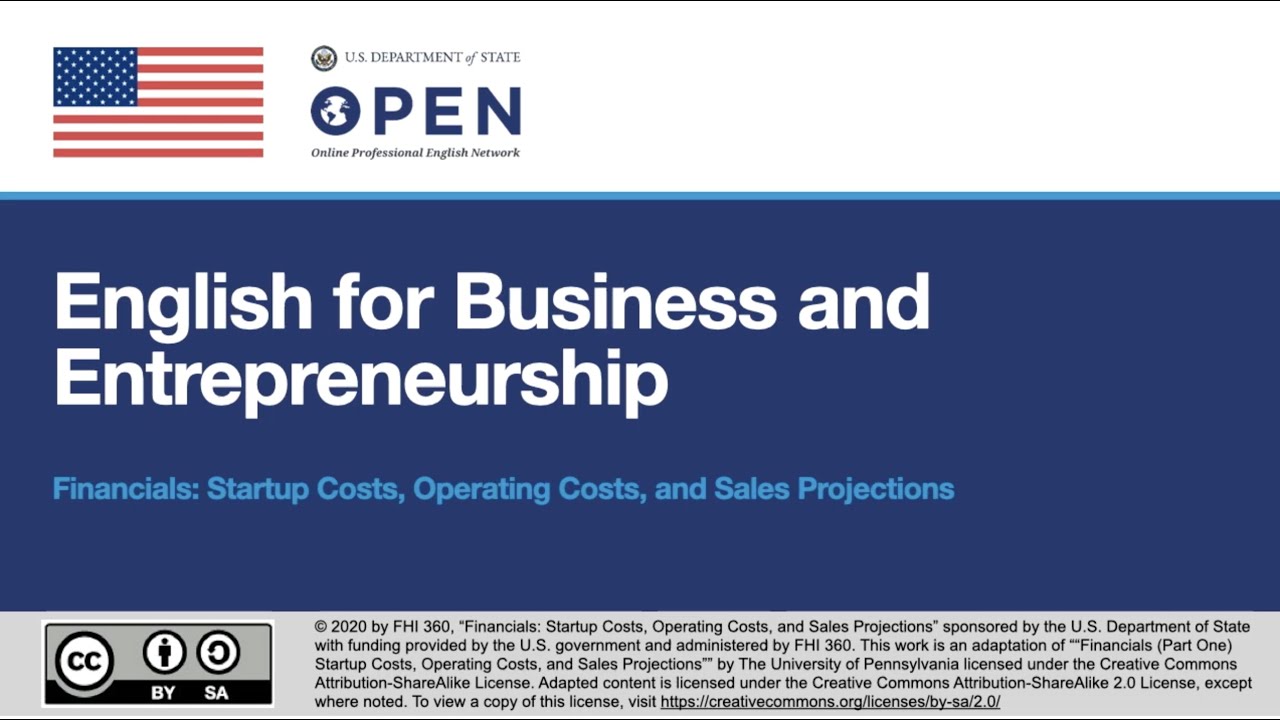 Startup Costs, Operating Costs, and Sales Projections (Business English)