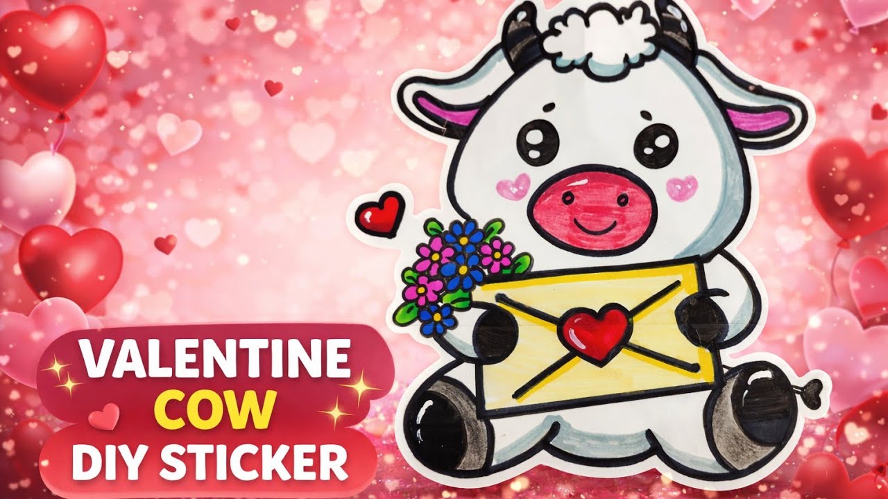 How to make valentine DIY stickers | Valentine's day | ASMR colouring | Cute animals 
