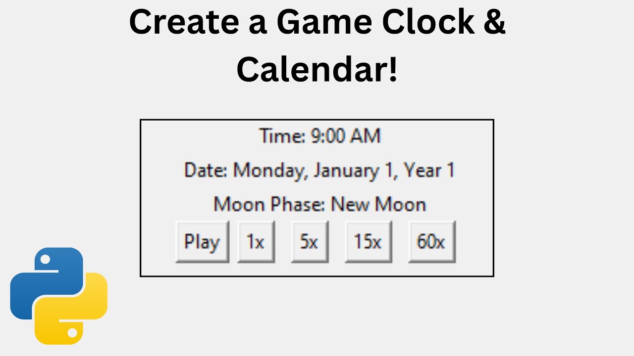 Python Tkinter Tutorial | How to Create an In Game Clock & Calendar with CQCalendar