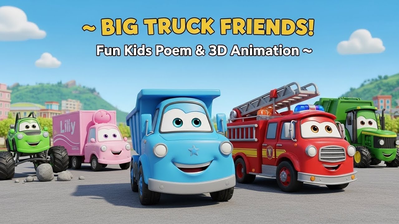 Tommy and His Big Truck Friends 🚚 | Trucks for Kids | Fun Learning Poem | 3D Animation