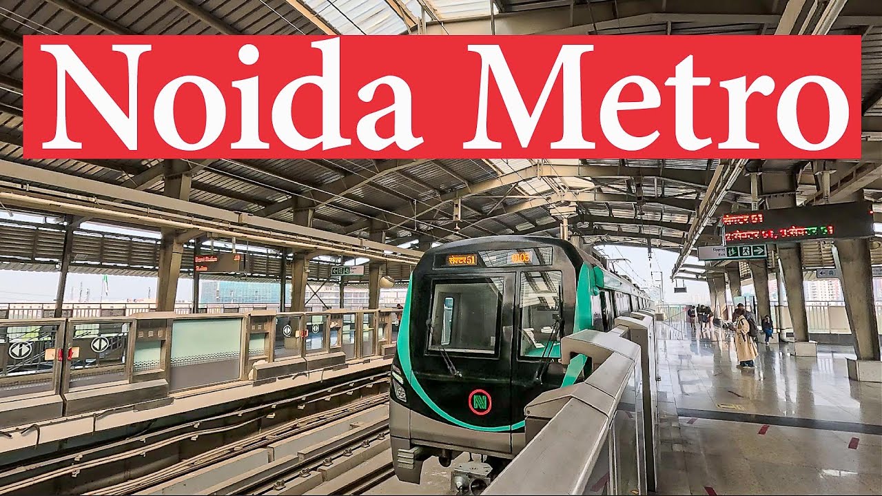 The Aqua Line, Noida Metro, a rapid transit system in Noida and Greater Noida, Uttar Pradesh, India.