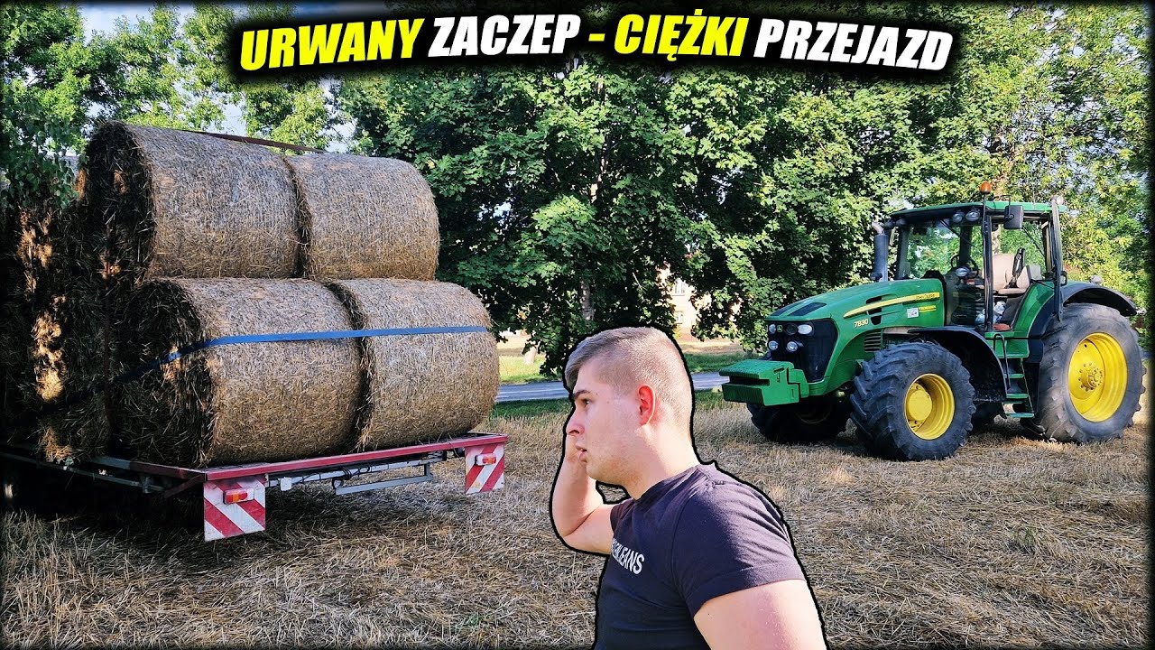 PONAD 200 KONI NA POLU 😱 ZBIERANIE BELEK JOHN DEERE 7830 - AŻ URWAŁ SIE ZACZEP