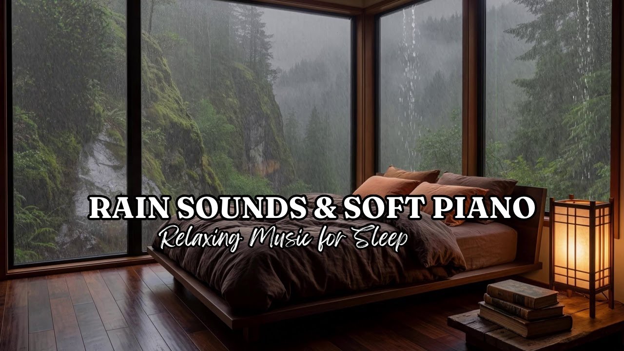 Peaceful Piano on a Rainy Night ☔ Warm Bedroom Relieve Stress, Anxiety, Meditation, Heals the Mind