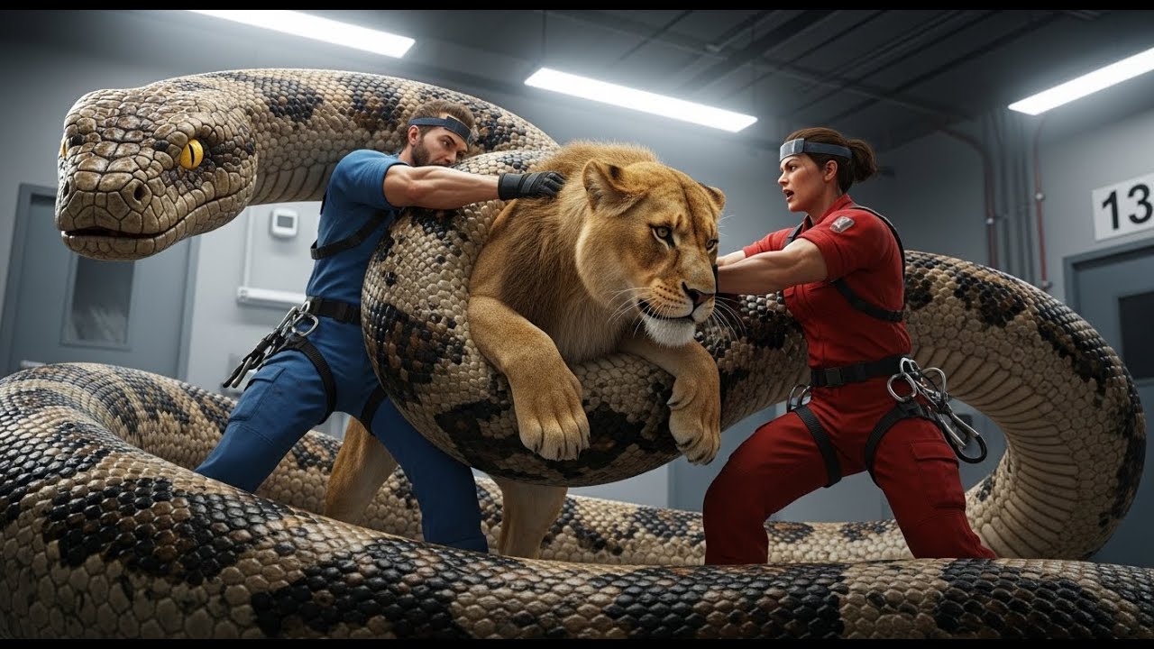 Mutant Python Escapes Lab & Attacks Lion! Intense Rescue Caught on Camera!