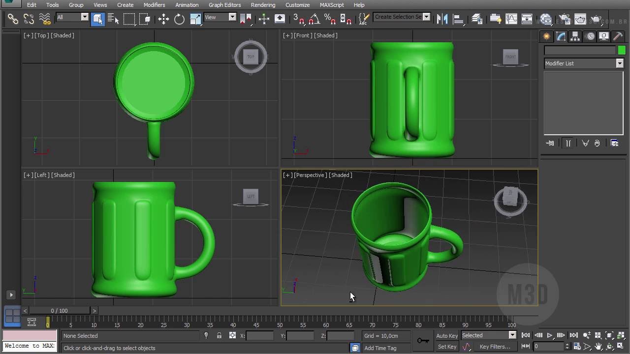 Modelando uma caneca de chopp 3ds Max - parte 1/2