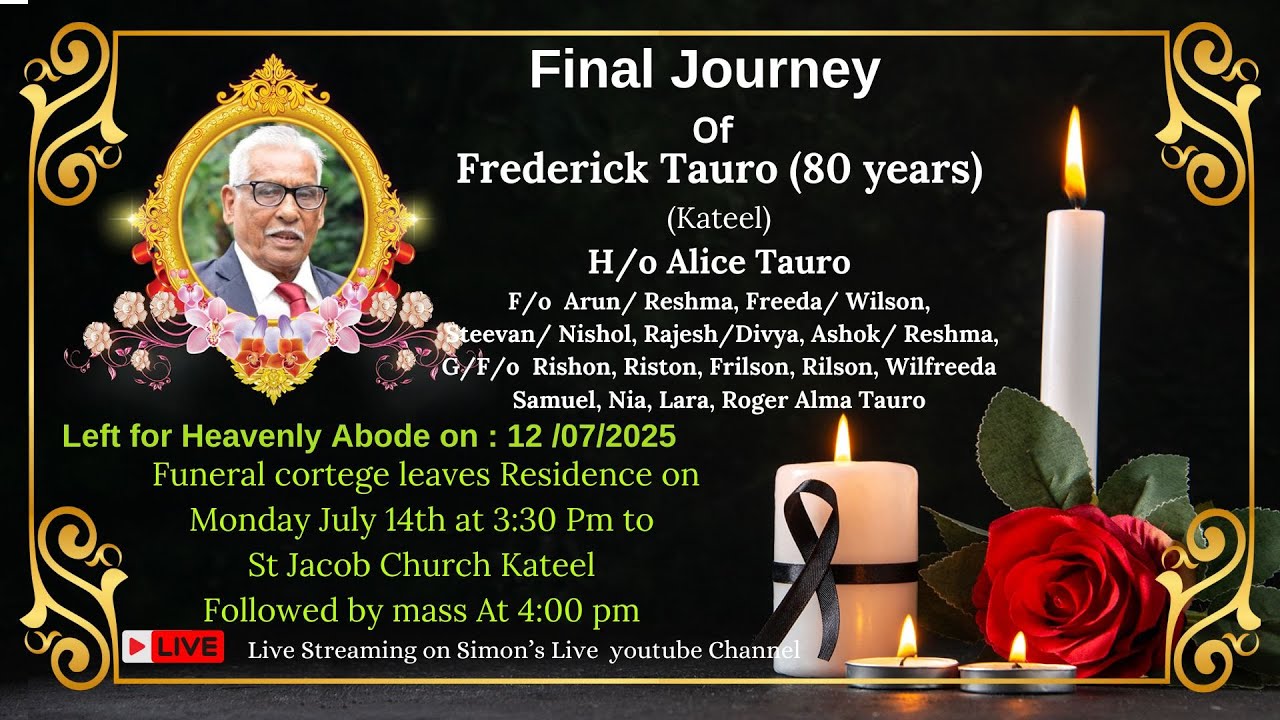 Final journey of Frederick Tauro (80 years) || St Jacob Church Kateel