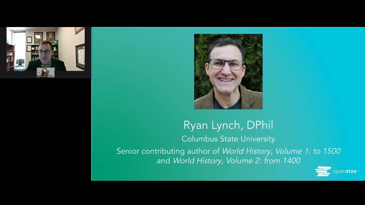 OpenStax's world history textbook, featuring senior contributing author Dr. Ryan J. Lynch