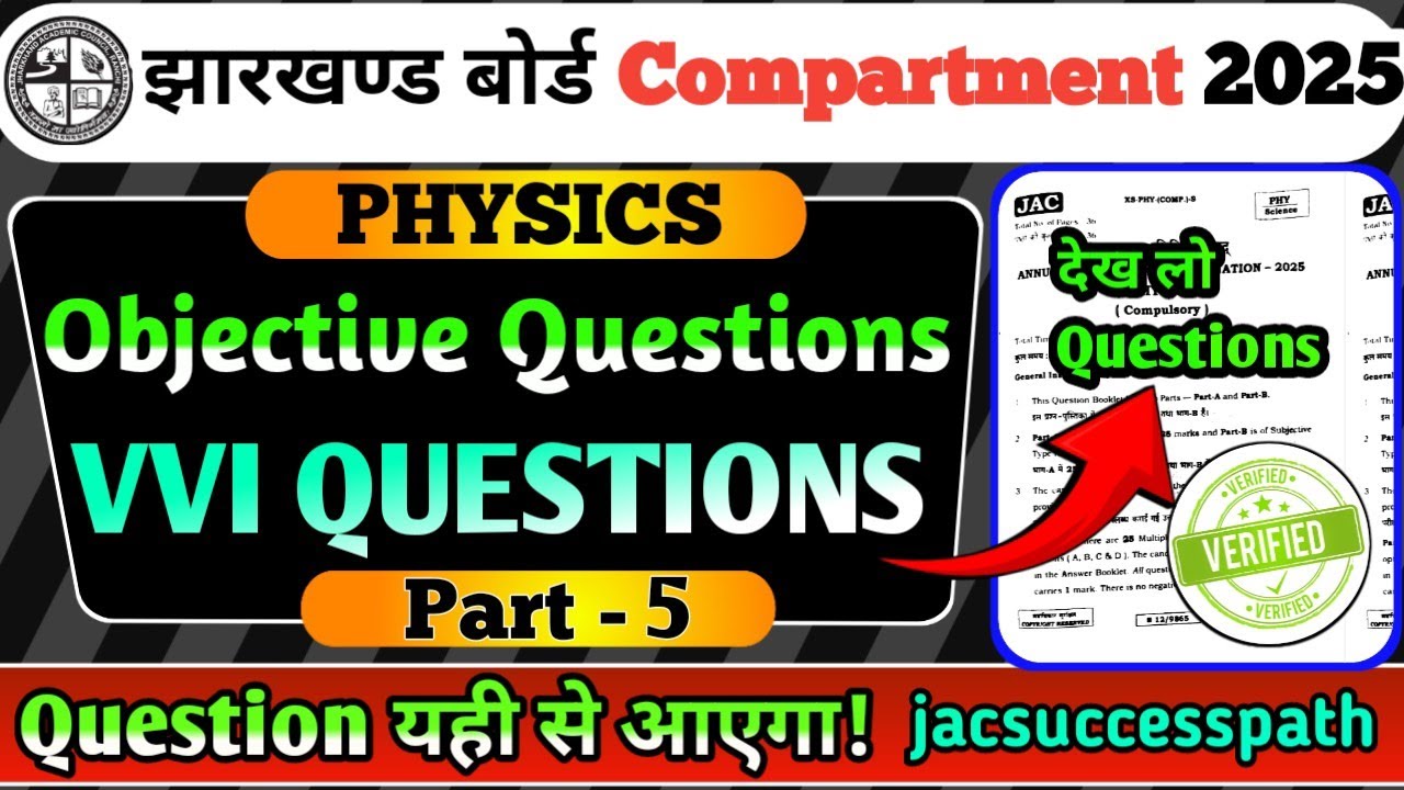 Jac Board Class 12th Physics compartment exam Important Questions 2025 | jac board compartment exam|