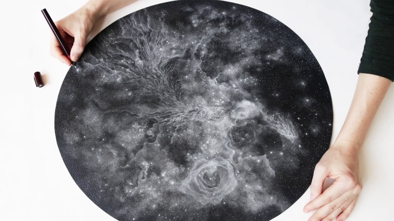 Stippling Compilation - White Ink Drawings made of dots