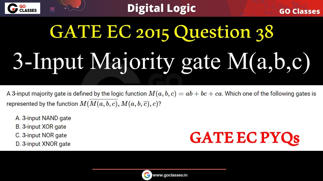GATE EC 2015 Question 38 | 3 input Majority gate | 3-input XNOR gate | Digital Logic
