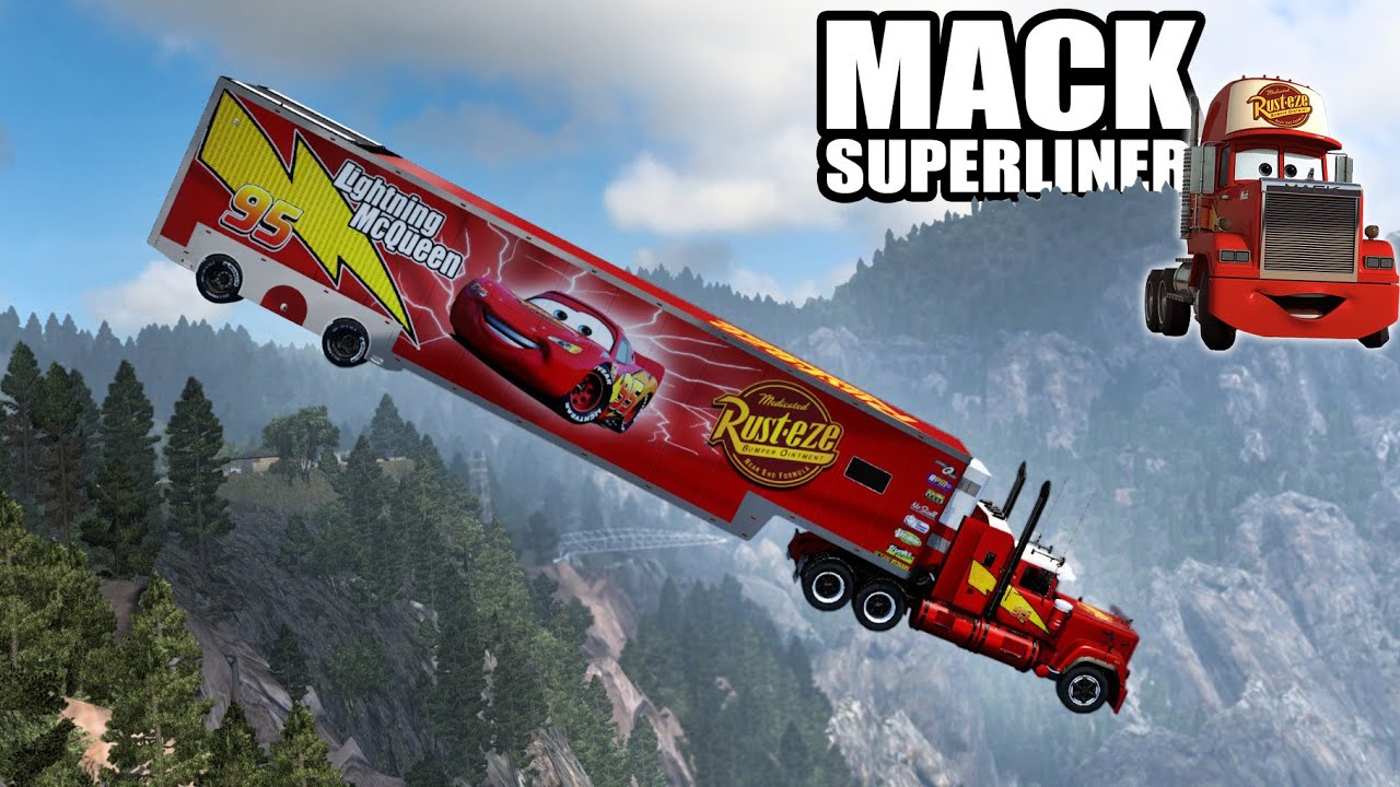 Gran SALTO con el Camión MACK de Rayo McQueen desde una Cascada American Truck Simulator