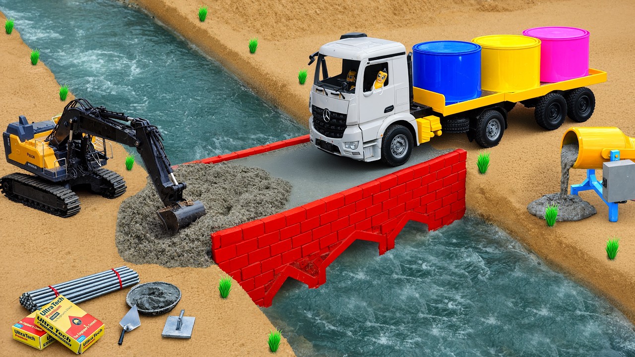DIY Machinery 🌉 Concrete Bridge Construction And Heavy Truck Load Test Simulation