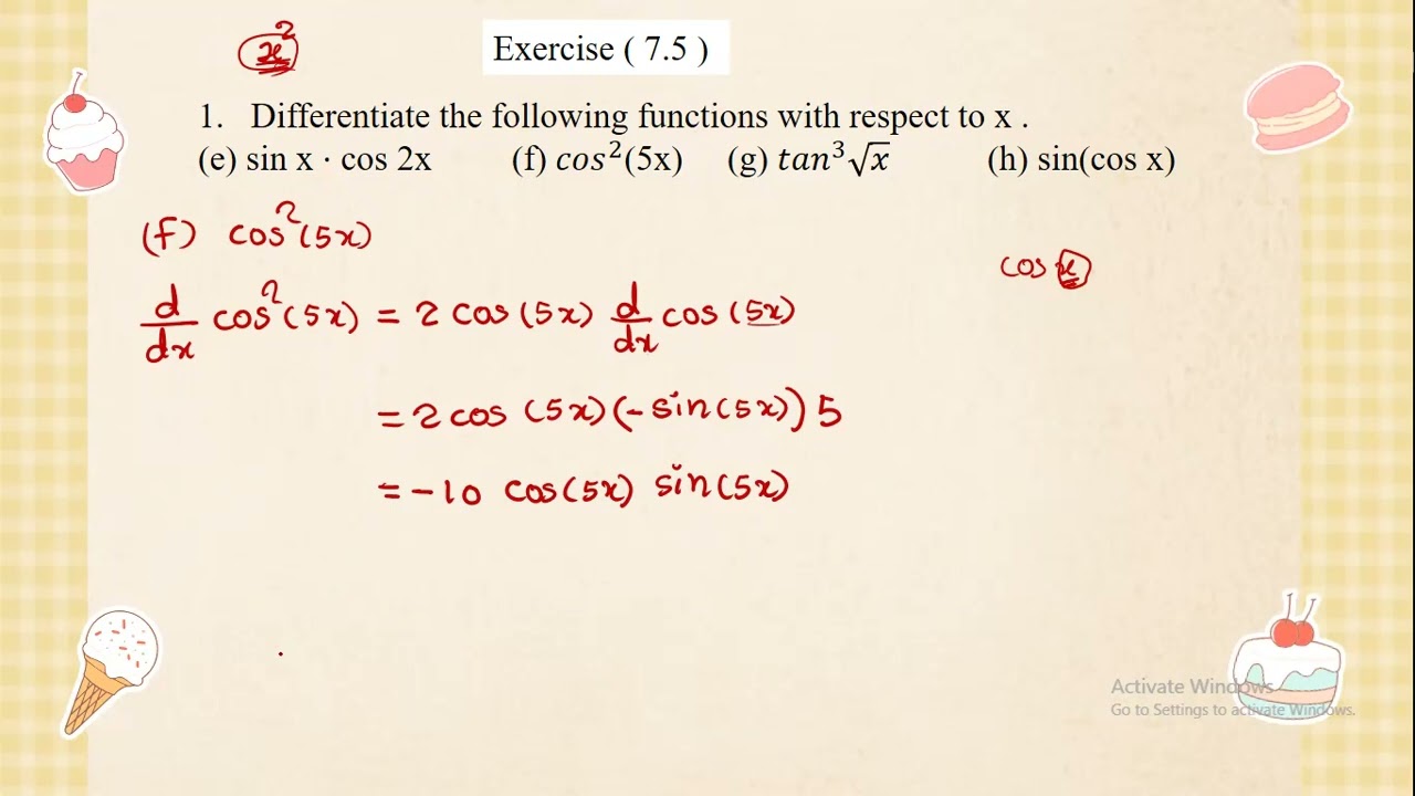 Grade 12 , Chapter (7) Exercise (7.5) No.1 (e,f,g,h)