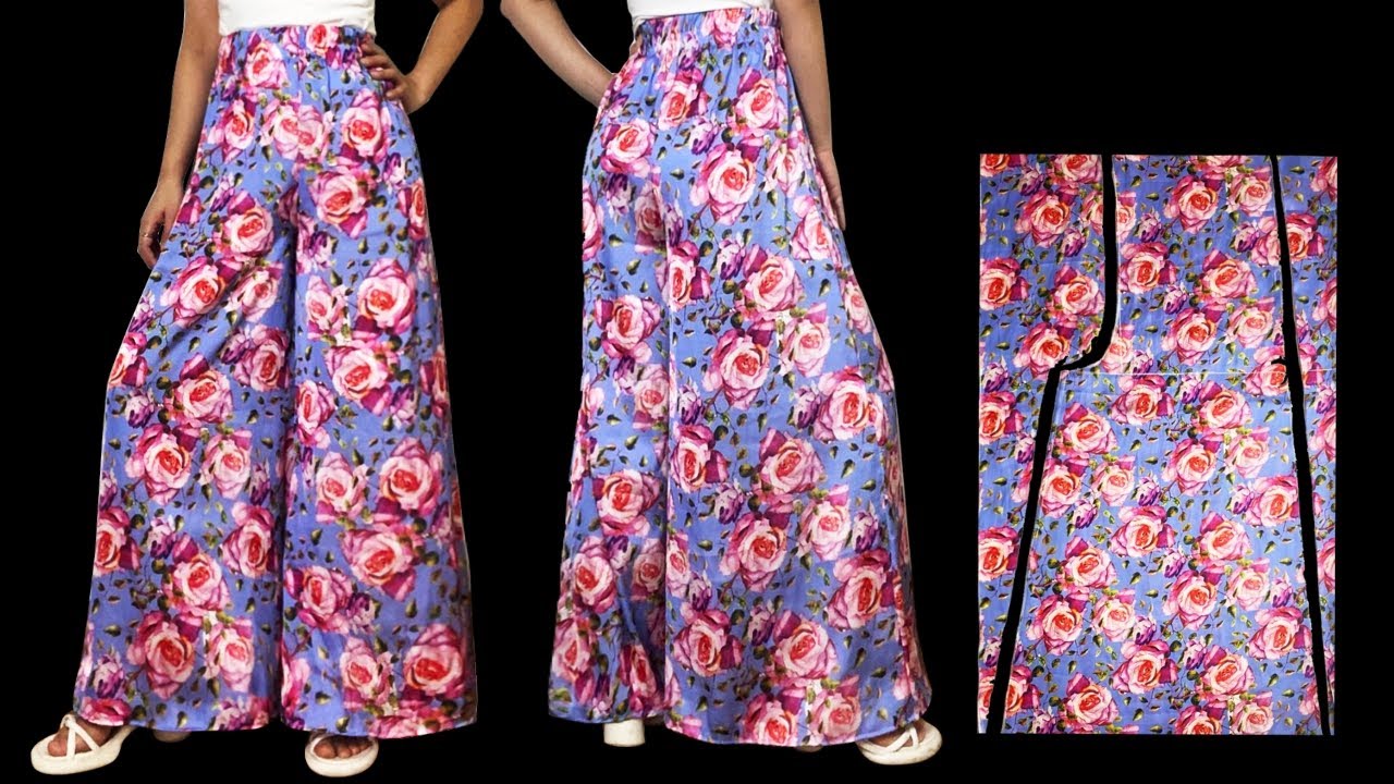 Very Easy Rushed Palazzo Trousers Cutting and Stitching | Loyce DIY Sewing