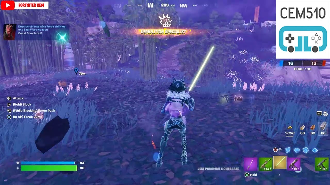 Destroy objects with Force abilities or a Star Wars weapon Fortnite Find The Force Quests