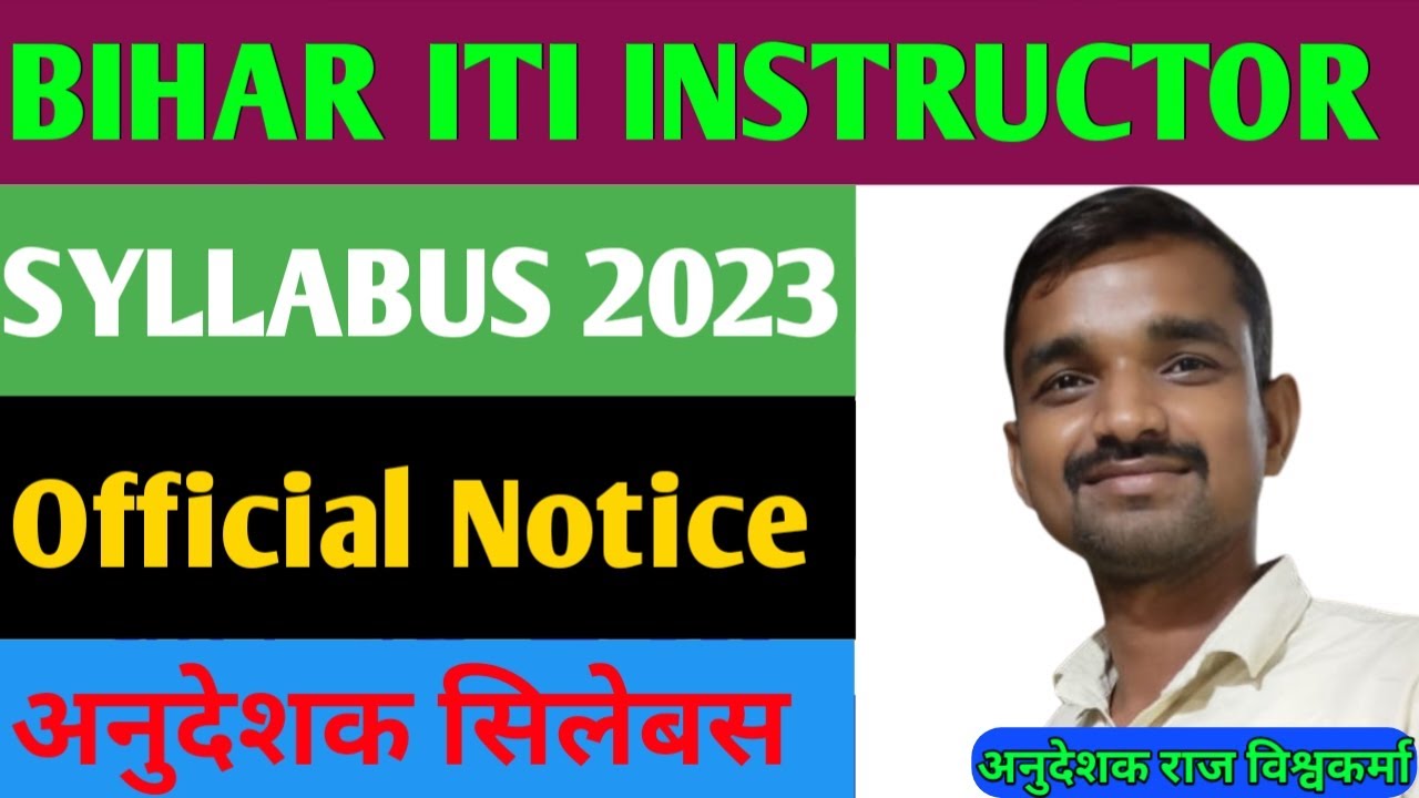 Bihar ITI Instructor Syllabus 2023 // Bihar Iti Instructor Vacancy 2023 // Instructor Exam Pattern