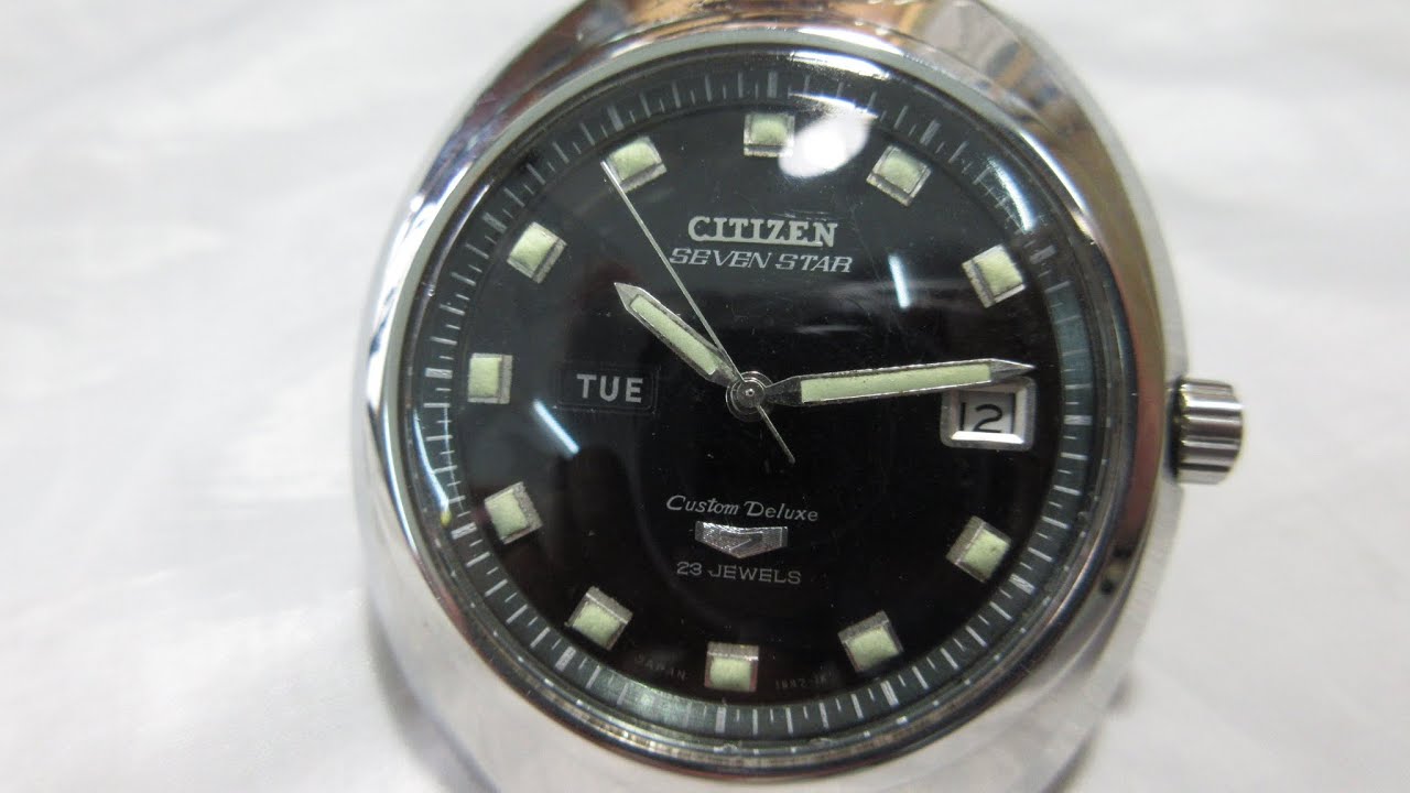 FOR SALE - Vintage Citizen Seven Star Custom Deluxe Automatic 23 jewels Watch Men's  44mm