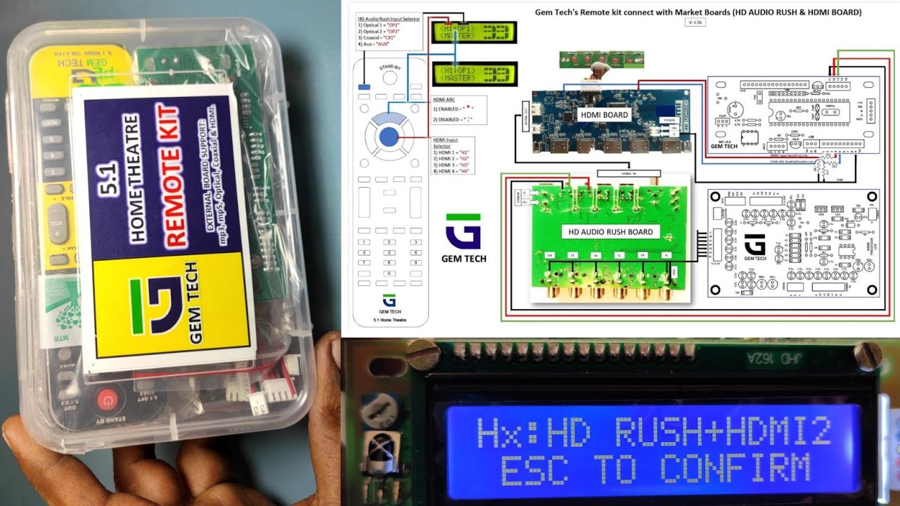 Gem tech 5.1 remote kit unboxing // hd audio rush Hdmi arc board suport //in Telugu