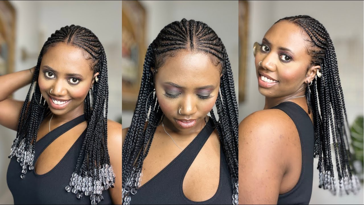 Tribal Braids /Fulani Braids With Beads DIY Braids On my Self (Beginner friendly)