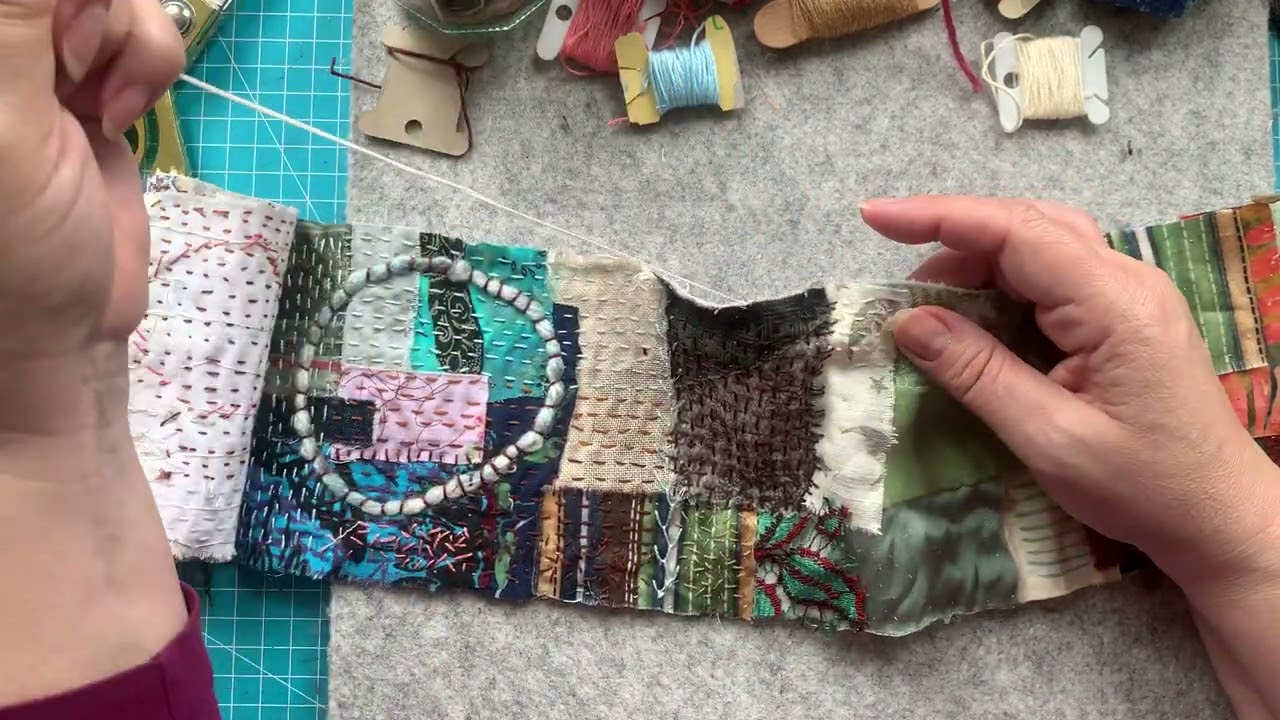 Slowstitching on my stitch meditation scroll💖🍀