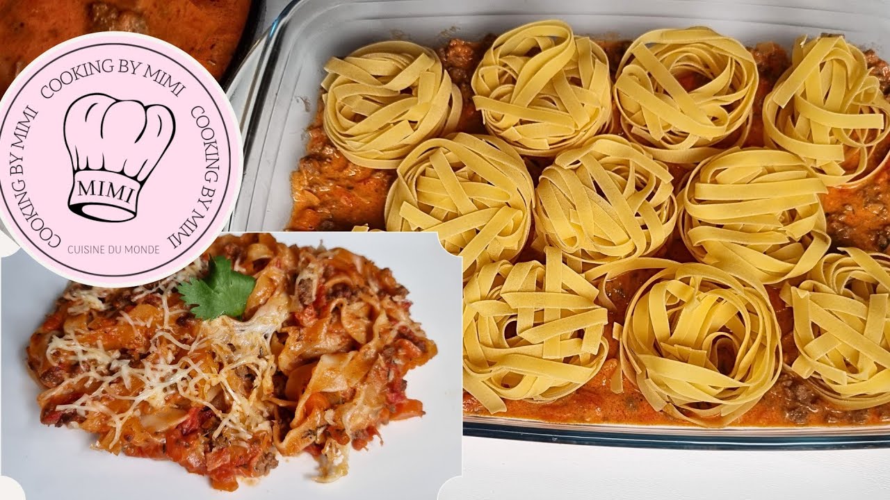 Recette des Tagliatelles viande hachée, cuisson au four facile et savoureux😋