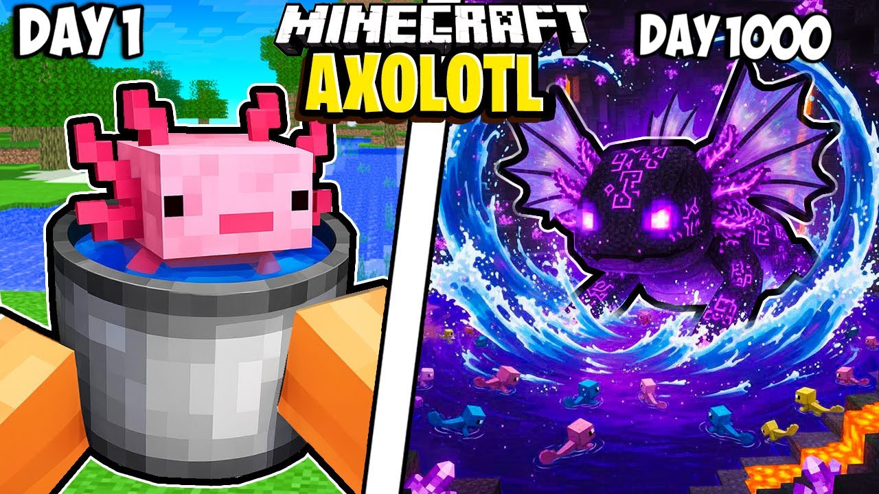 I Survived 1000 Days as an AXOLOTL in Minecraft