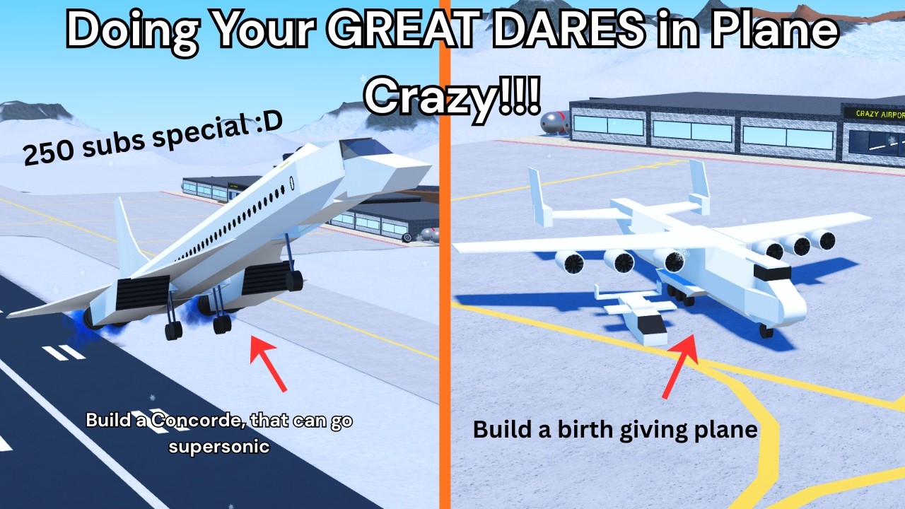Doing Your GREAT DARES in Plane Crazy! 250 Subs Special! #roblox #plane #crazy #fyp #aviation #video