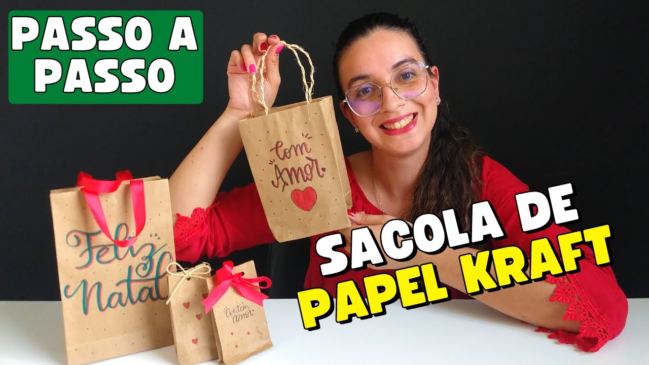Como Fazer SACOLA de PAPEL KRAFT - PASSO A PASSO