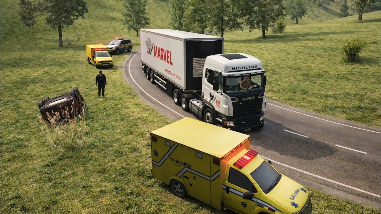Realistic Driving Scania R420 Highline through a Curve Down hill | #worldtruckdrivingsimulator