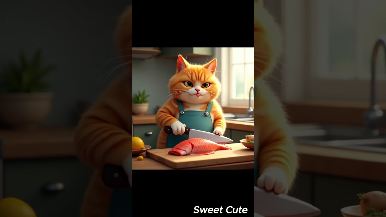 Fat Cat Chef Cuts & Eats a Whole Fish! 🐟🍴  Too Funny to Miss