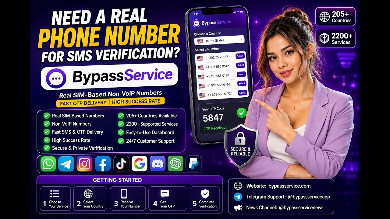 Real SIM-Based SMS Verification Service | Fast OTP Delivery | BypassService
