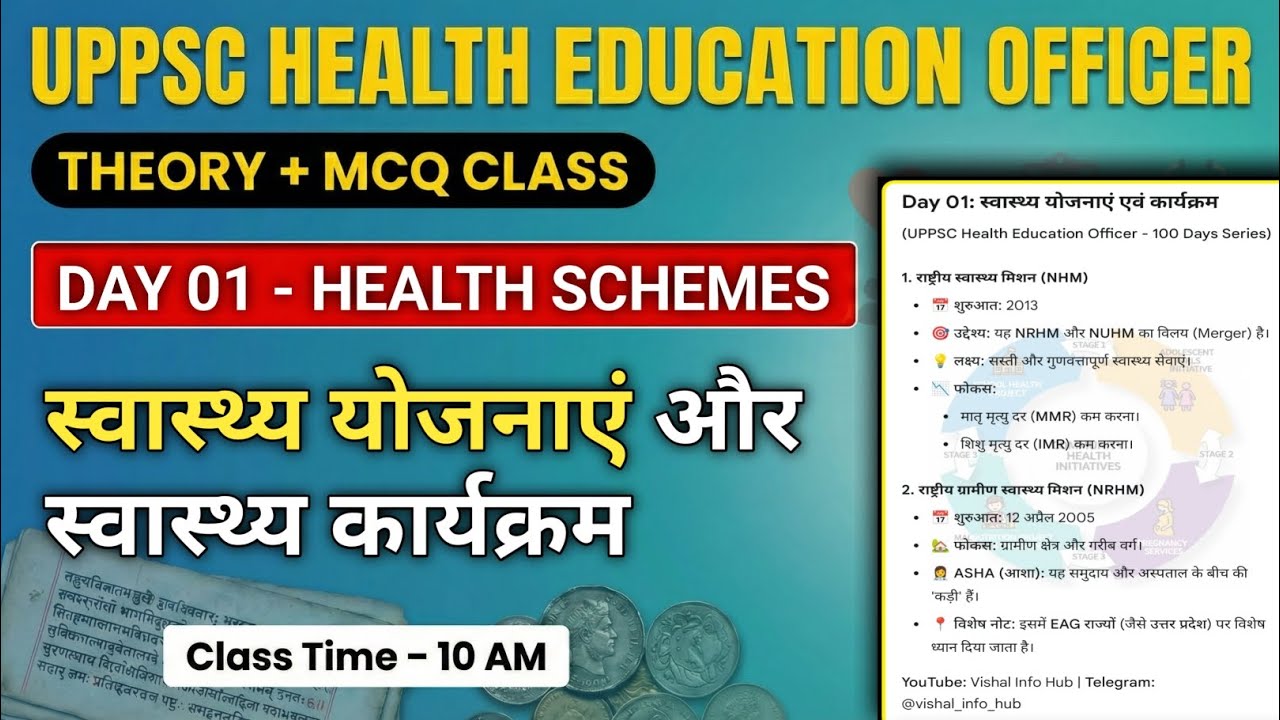 Class 1 - Health Schemes & Plans in Hindi | UPPSC Health Education officer Topicwise Class
