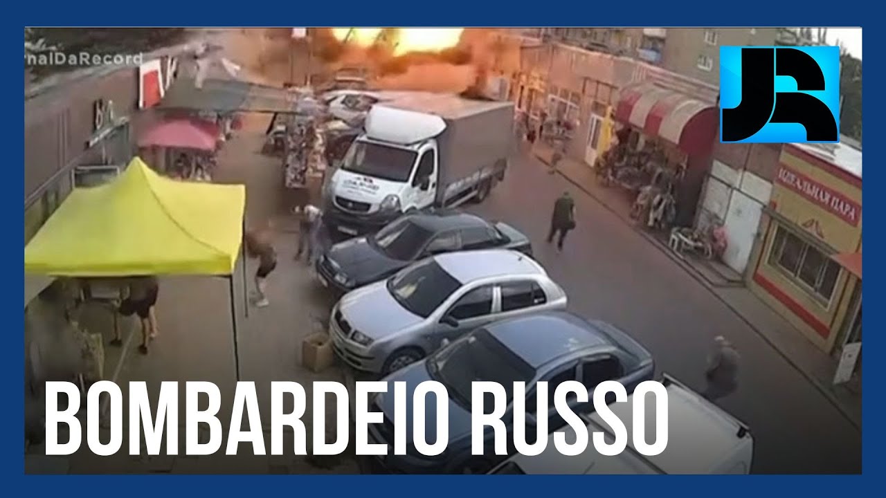 Minuto JR Mundo: C&acirc;meras registram bombardeio russo atingindo regi&atilde;o de com&eacute;rcio na Ucr&acirc;nia
