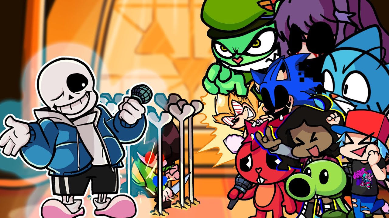 FNF Bonely One (Vs Sans) But Different Characters Sing It🎵 Everyone Sings(FNF Mod) X (New Character)
