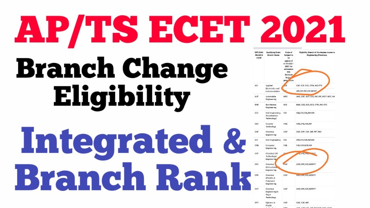 TS ECET 2021 | AP ECET 2021 | BRANCH CHANGE ELIGIBILITY