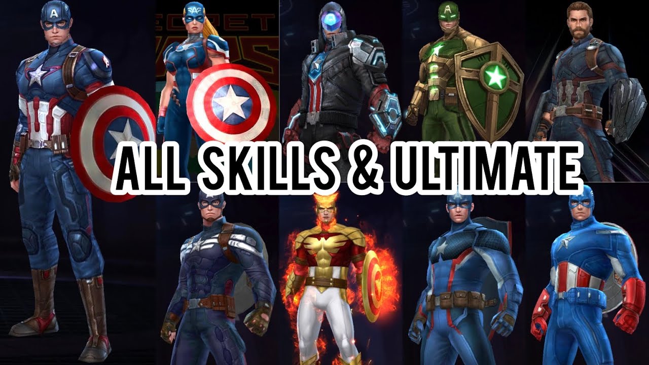 Marvel Future Fight : All Captain America Skills & Ultimate