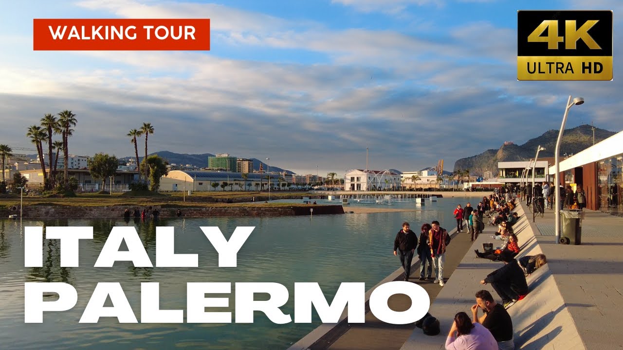 Palermo: Libertà District to Marina Yachting. December 27 2023. Walking Tour, 4K Ultra HD 60fps