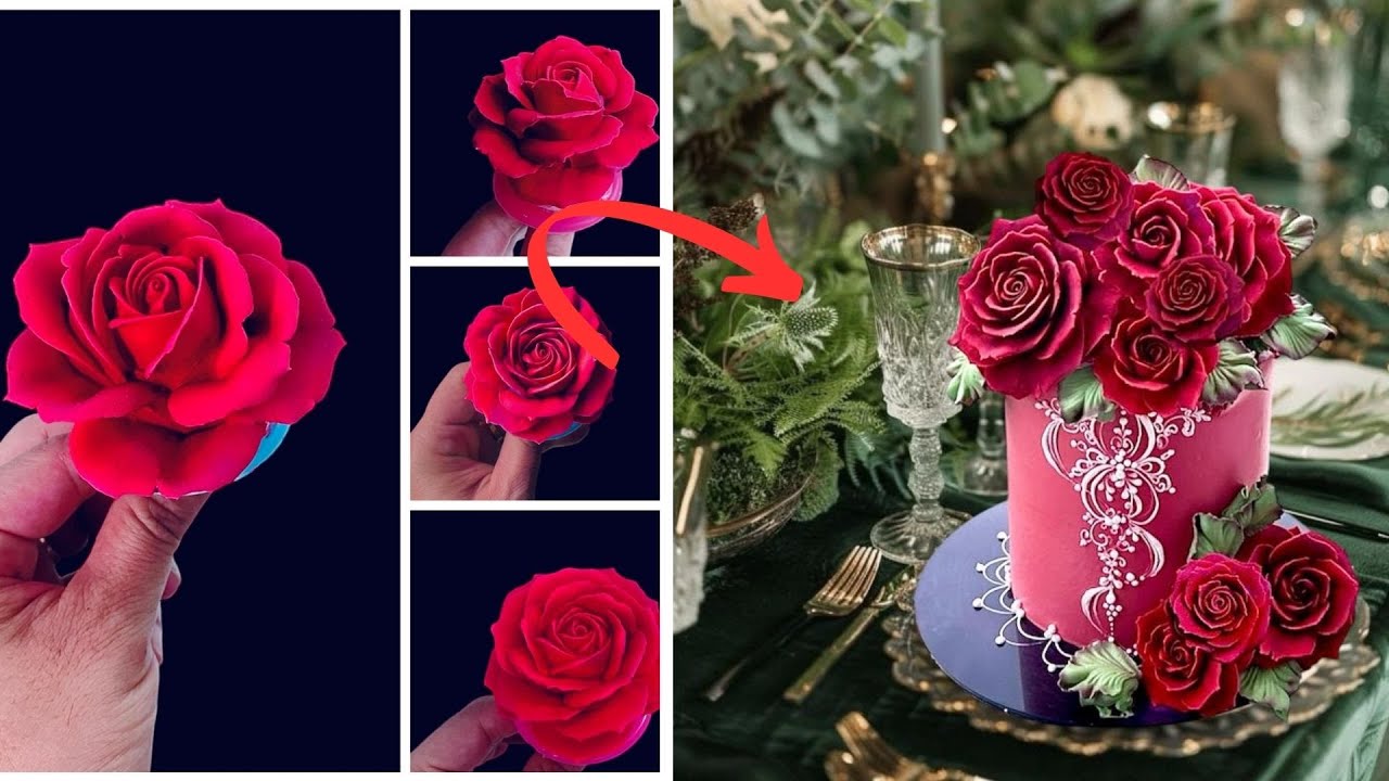 🌸 Whipped Cream Rose Tutorial – From Simple Petals to Masterpieces/Decorating #92