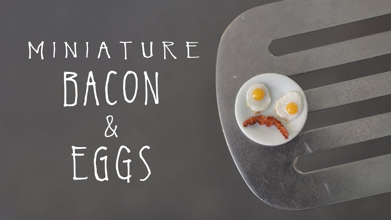 BACON & EGGS • miniature • polymer clay tutorial