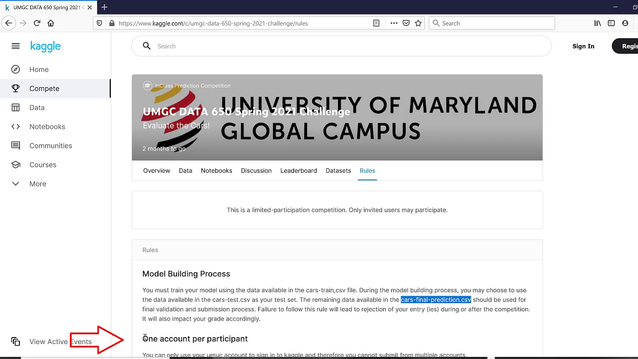 Kaggle Competition UMGC Spring2021