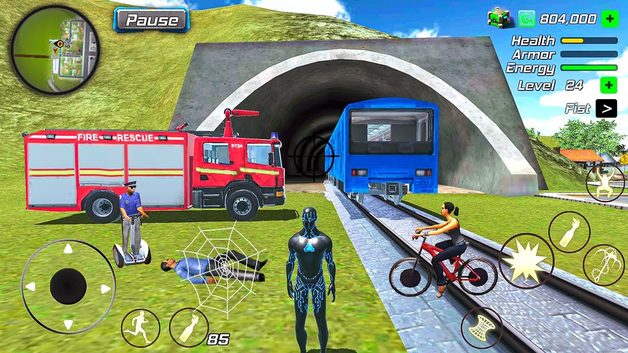 Black Hole Rope Hero Vice Vegas - Fire Truck at Train Station #2 - Android Gameplay