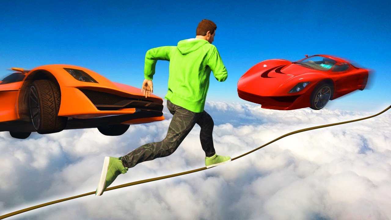 WORLDS MOST IMPOSSIBLE TIGHTROPE DEATHRUN! (GTA 5 Funny Moments)