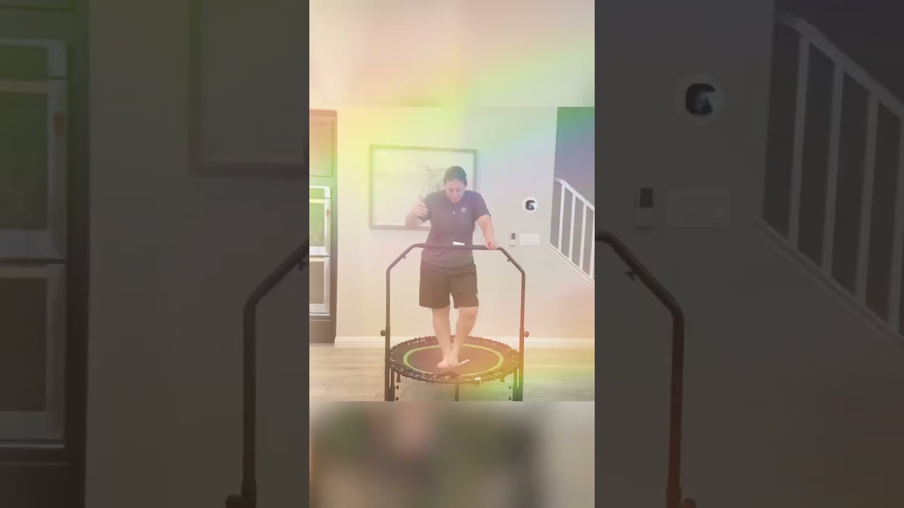 "Finished my favorite workout on this BCAN mini trampoline"