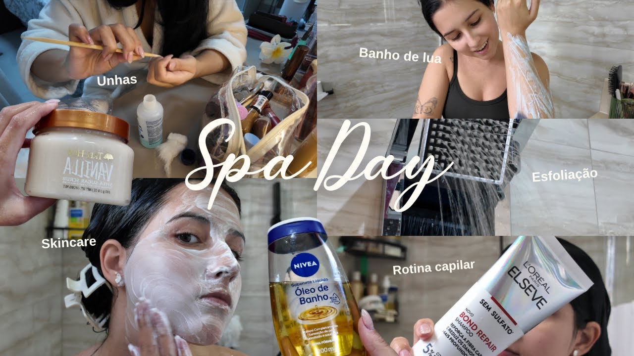 SPA DAY EM CASA | rotina capilar, banho de lua, esfoliação, skincare e testando produtos novos🧴✨