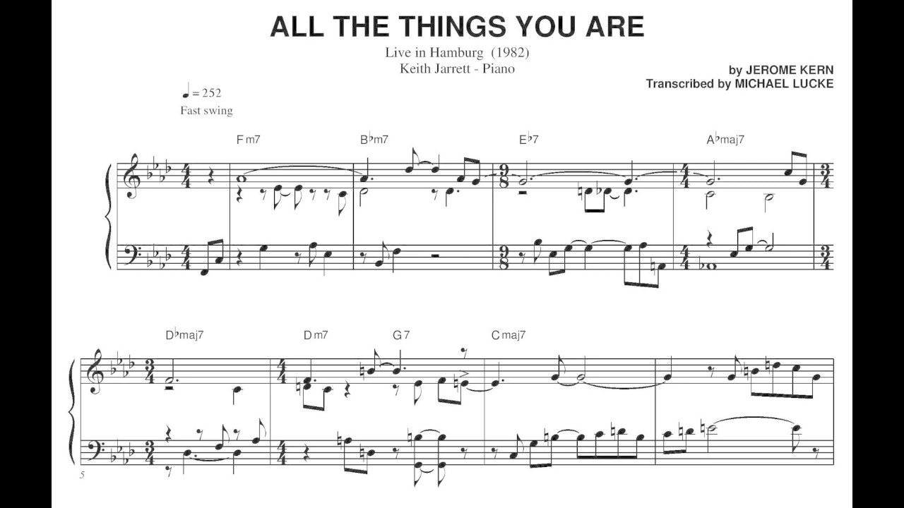 Keith Jarrett - All The Things You Are (Hamburg '82, Bootleg) - Transcription
