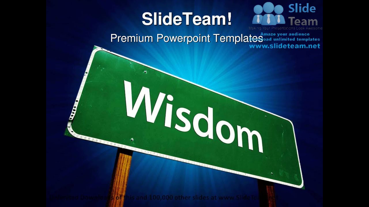 Wisdom Road Sign Metaphor PowerPoint Templates Themes And Backgrounds 0911