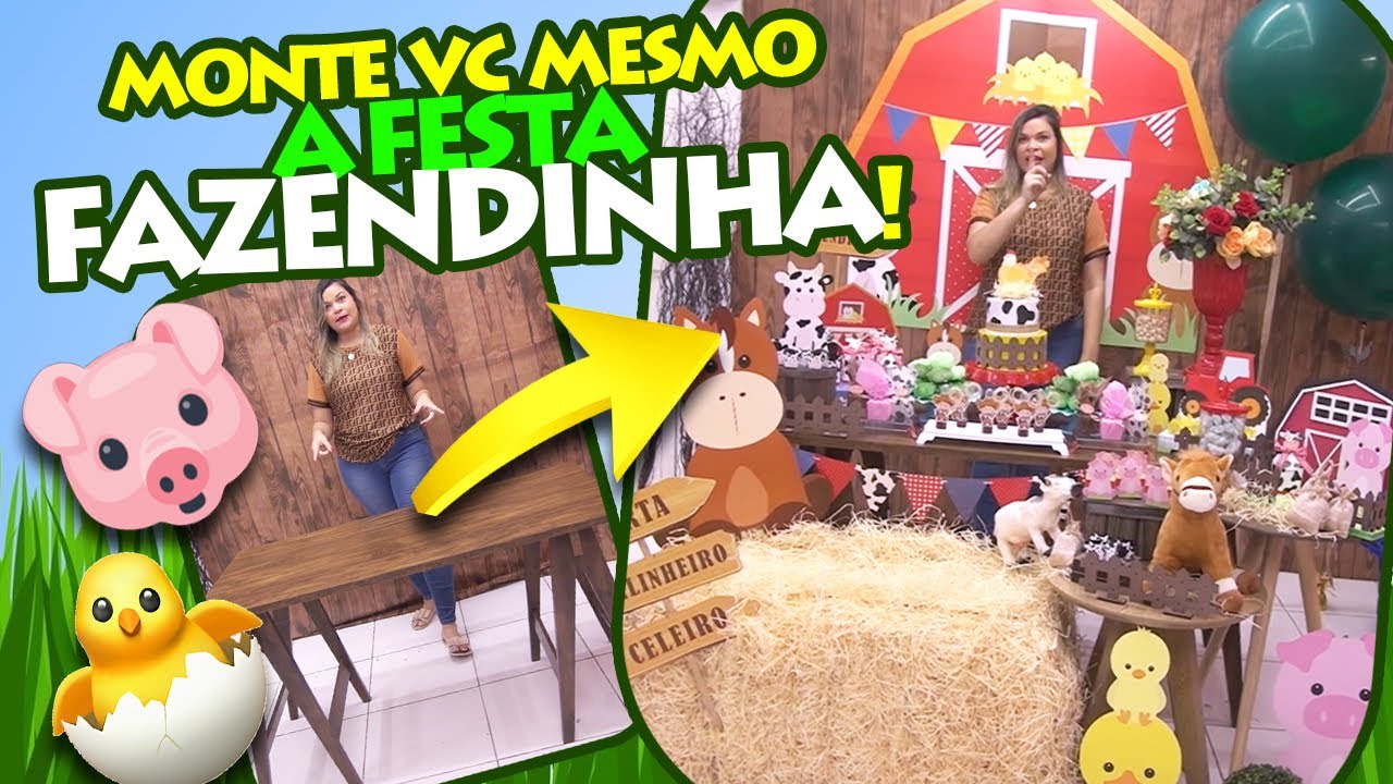 Monte a Festa Fazendinha 🌱 LINDA DEMAIS! | JF Lembranças - DIY | Decoração Passo a passo c/ a Jamyla