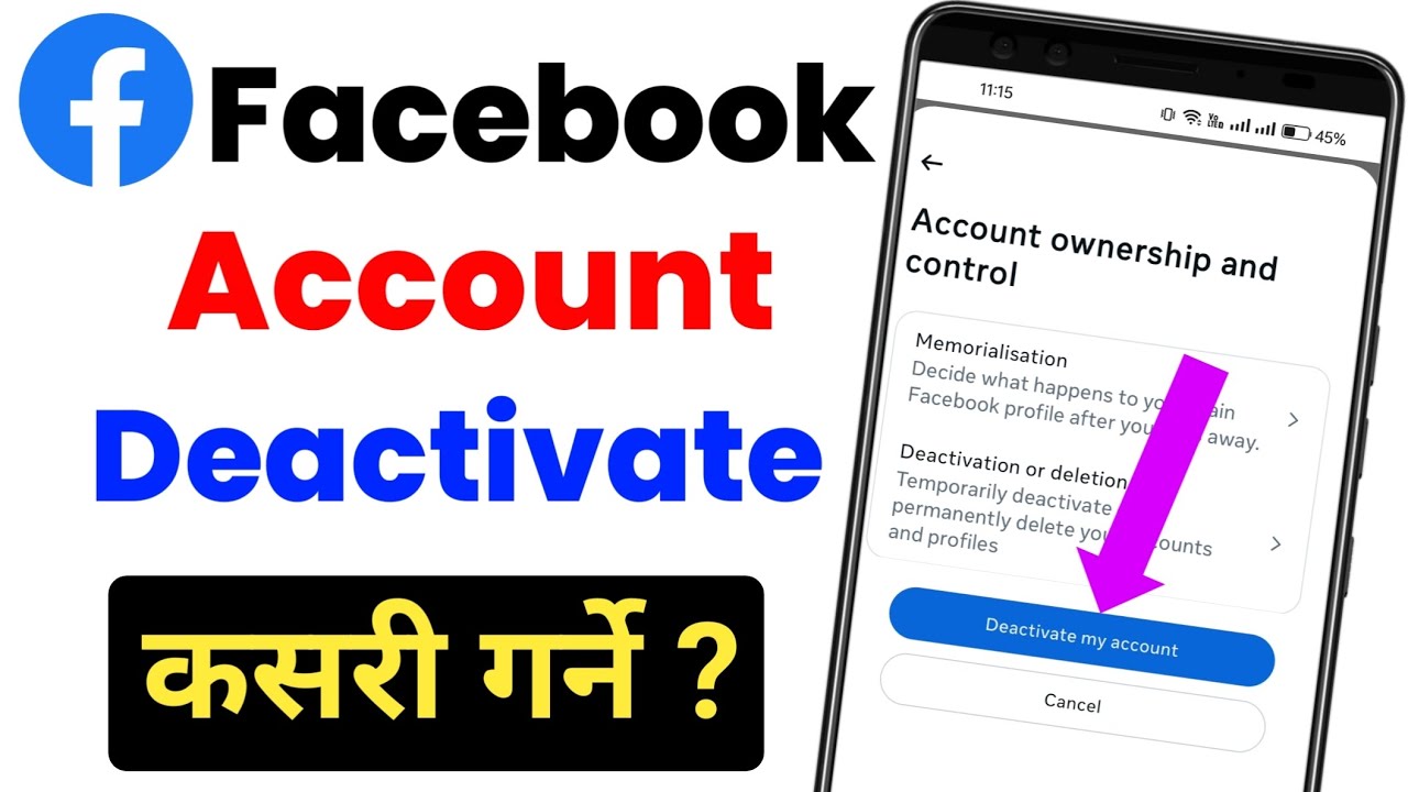 Facebook Account Deactivate Kasari Garne || Facebook Deactive Garne tarika | Deactivate Facebook iD